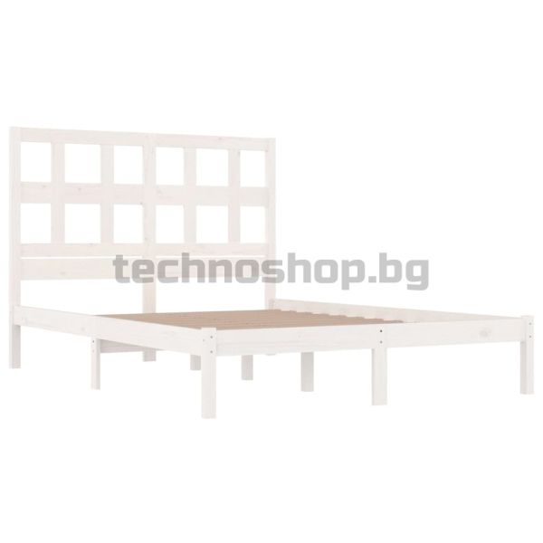 Рамка за легло без матрак, бял, 200x200 см, бор масив