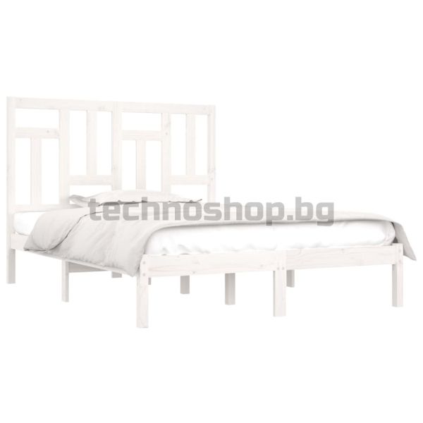 Рамка за легло без матрак, бял, 120x200 см, бор масив