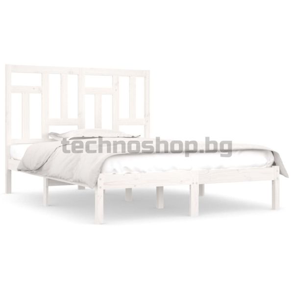 Рамка за легло без матрак, бял, 140x200 см, бор масив
