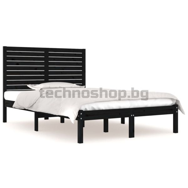 Рамка за легло, черна, дърво масив, 140х190 см