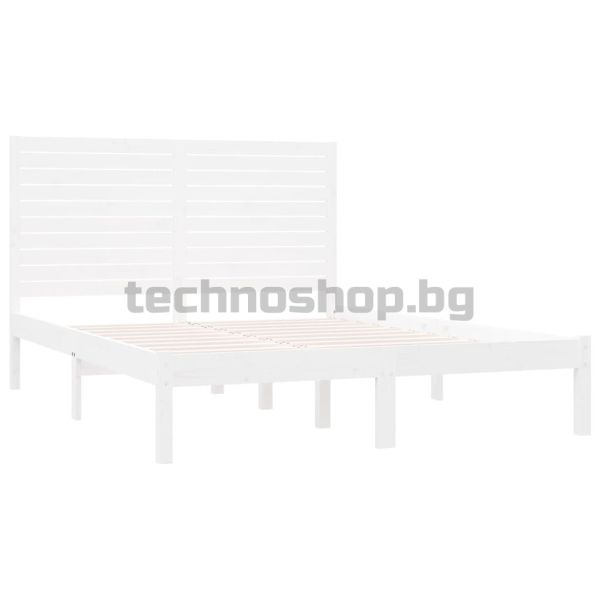Рамка за легло, бяла, дърво масив, 120x200 см