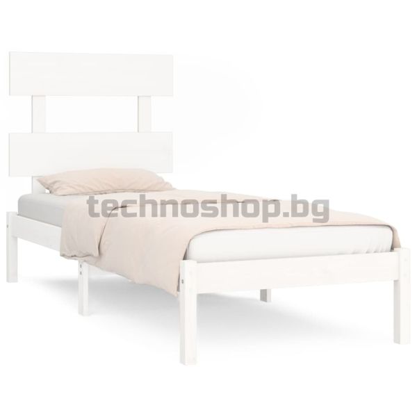 Рамка за легло, бяла, дърво масив, 90х200 см