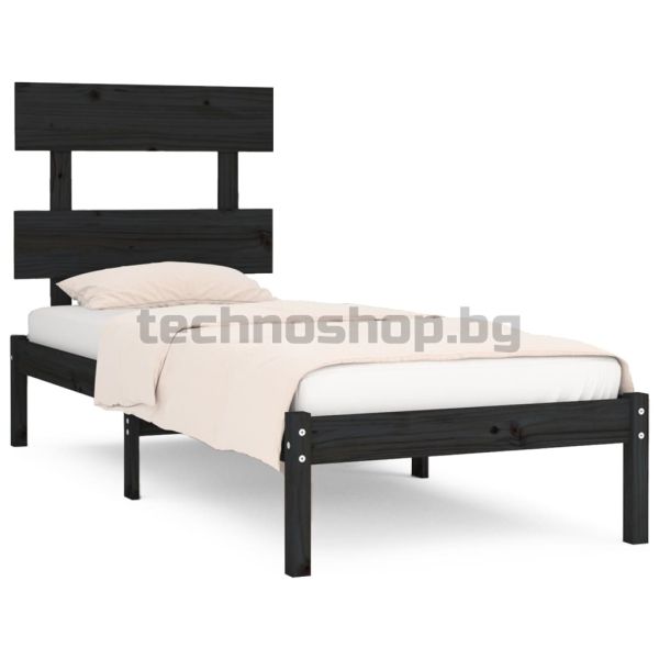 Рамка за легло, черна, дърво масив, 100х200 см