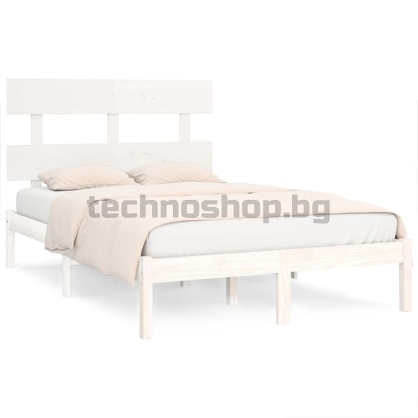 Рамка за легло, бяла, дърво масив, 120x200 см