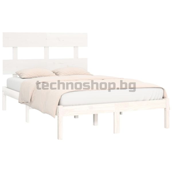 Рамка за легло, бяла, дърво масив, 120x200 см