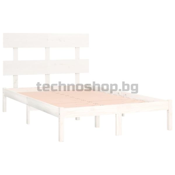 Рамка за легло, бяла, дърво масив, 160х200 см