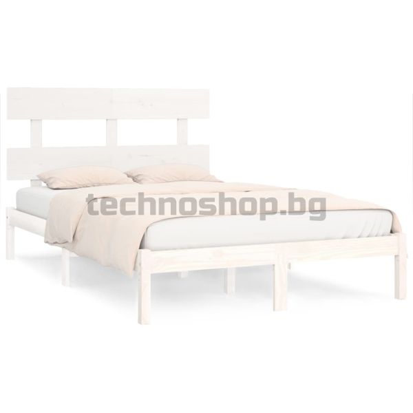 Рамка за легло, бяла, дърво масив, 200x200 см