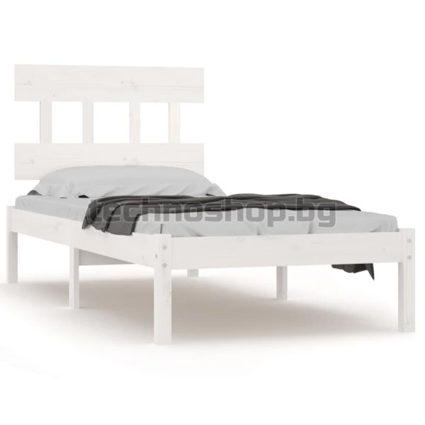 Рамка за легло, бяла, дърво масив, 100x200 см