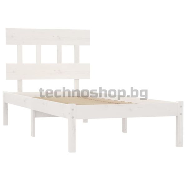 Рамка за легло, бяла, дърво масив, 100x200 см