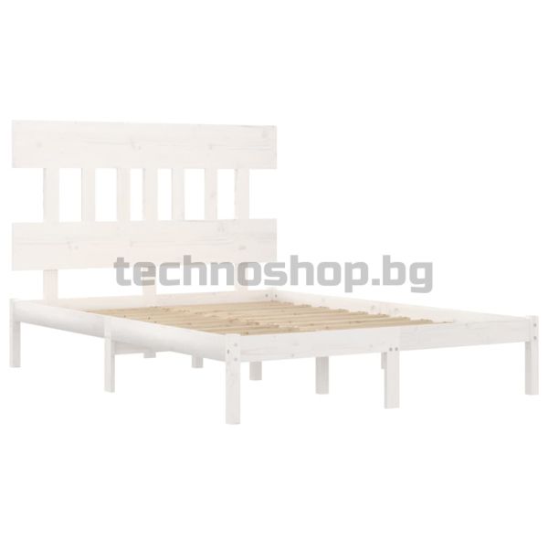 Рамка за легло, бяла, дърво масив, 200x200 см