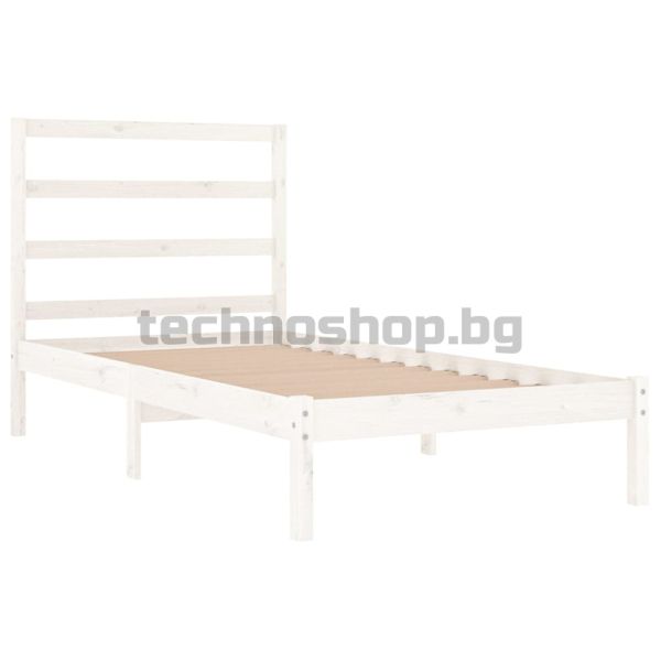 Рамка за легло без матрак, бял, 90x200 см, бор масив