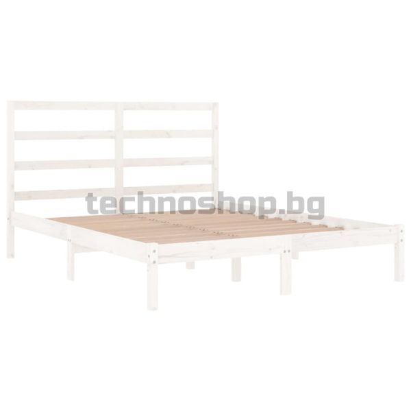 Рамка за легло без матрак, бял, 120x200 см, бор масив