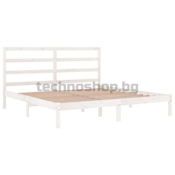 Рамка за легло без матрак, бял, 200x200 см, бор масив