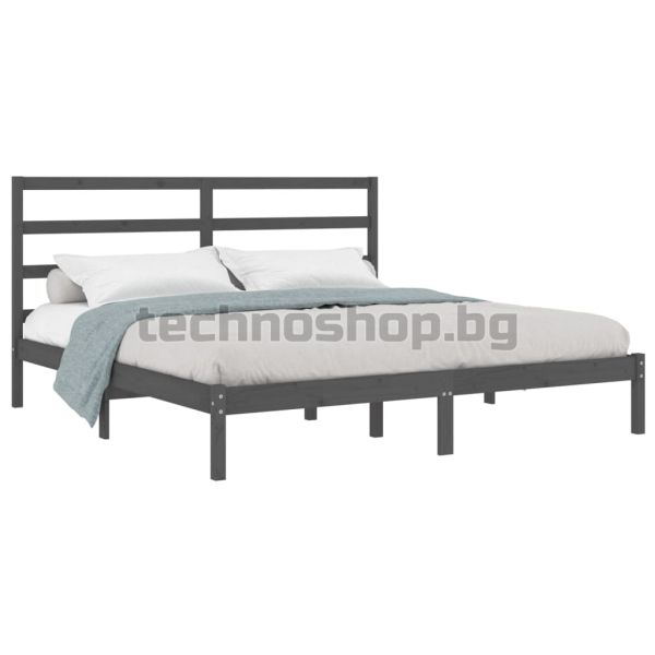 Рамка за легло, сива, бор масив, 200х200 см