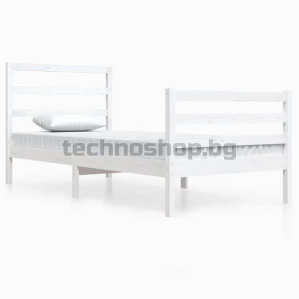 Рамка за легло, бяла, бор масив, 90х200 см