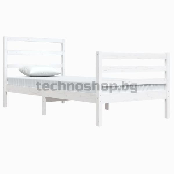 Рамка за легло, бяла, бор масив, 90х200 см