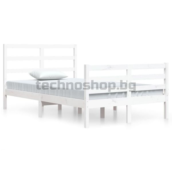 Рамка за легло, бяла, бор масив, 120x200 см