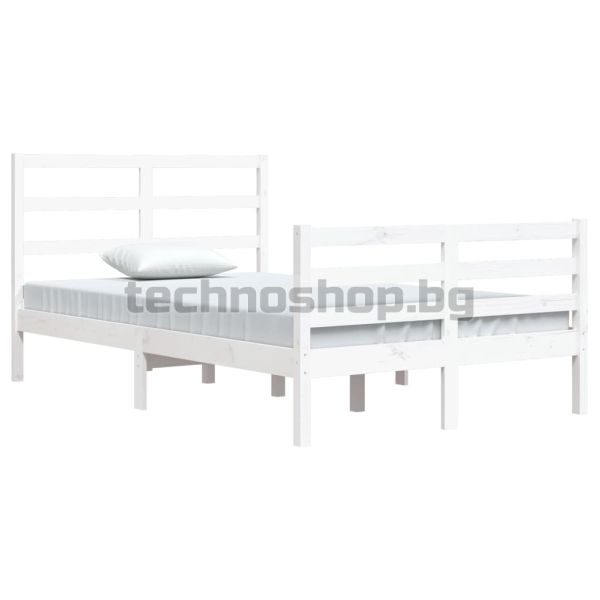 Рамка за легло, бяла, бор масив, 120x200 см