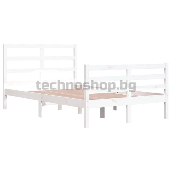 Рамка за легло, бяла, бор масив, 120x200 см