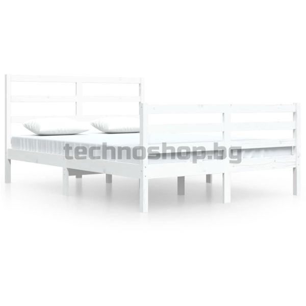 Рамка за легло, бяла, бор масив, 140x200 см