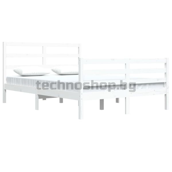 Рамка за легло, бяла, бор масив, 140x200 см