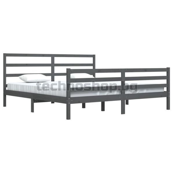 Рамка за легло, сива, бор масив, 200х200 см