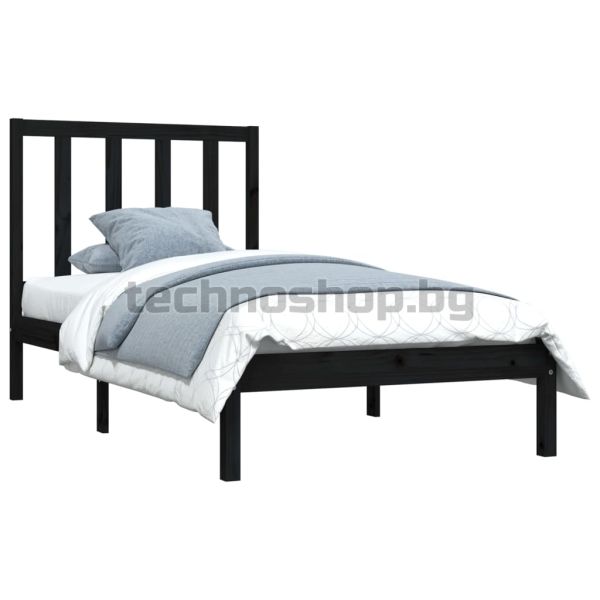 Рамка за легло, черна, бор масив, 100х200 см