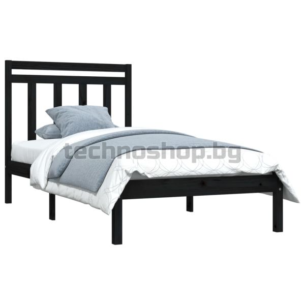 Рамка за легло, черна, дърво масив, 100х200 см
