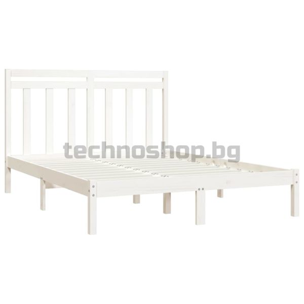 Рамка за легло, бяла, дърво масив, 160х200 см