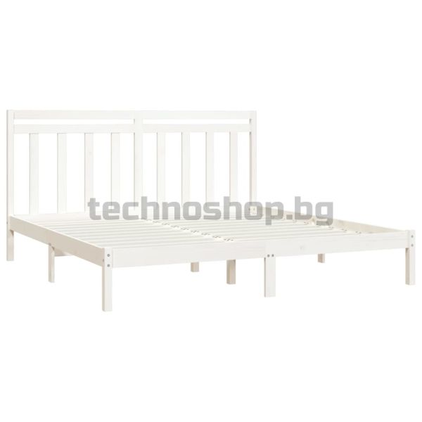 Рамка за легло, бяла, дърво масив, 200x200 см