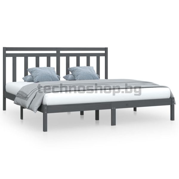 Рамка за легло, сива, дърво масив, 200х200 см