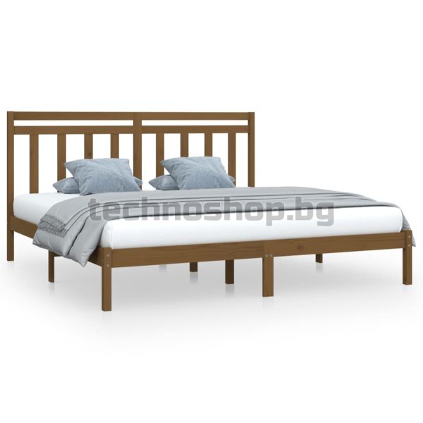 Рамка за легло, меденокафява, дърво масив, 200x200 см