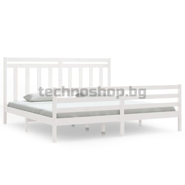 Рамка за легло, бяла, дърво масив, 200x200 см