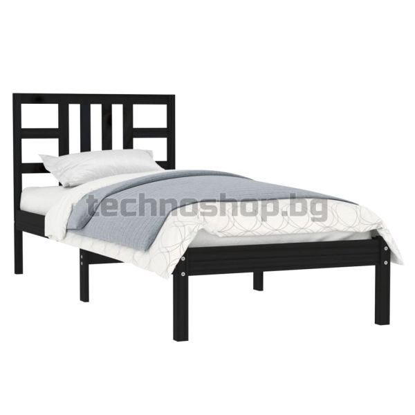 Рамка за легло, черна, дърво масив, 100х200 см