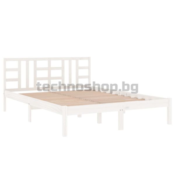 Рамка за легло, бяла, дърво масив, 120x200 см
