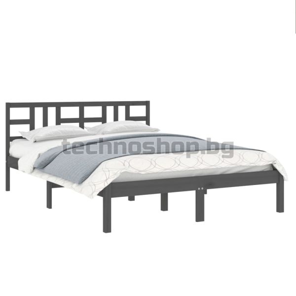 Рамка за легло, сива, дърво масив, 200х200 см