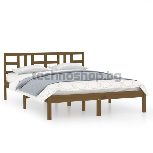 Рамка за легло, меденокафява, дърво масив, 200x200 см