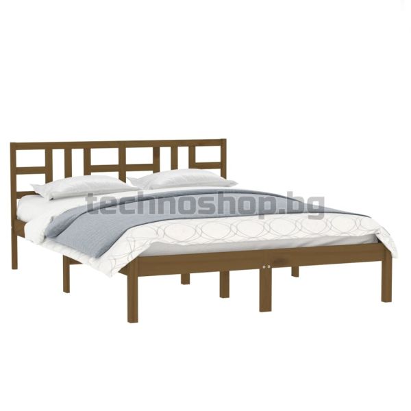 Рамка за легло, меденокафява, дърво масив, 200x200 см