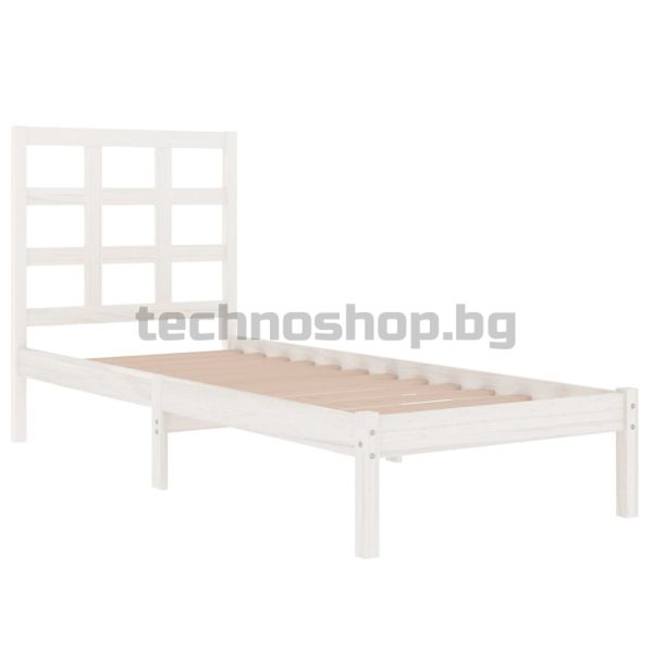 Рамка за легло, бяла, дърво масив, 90х200 см
