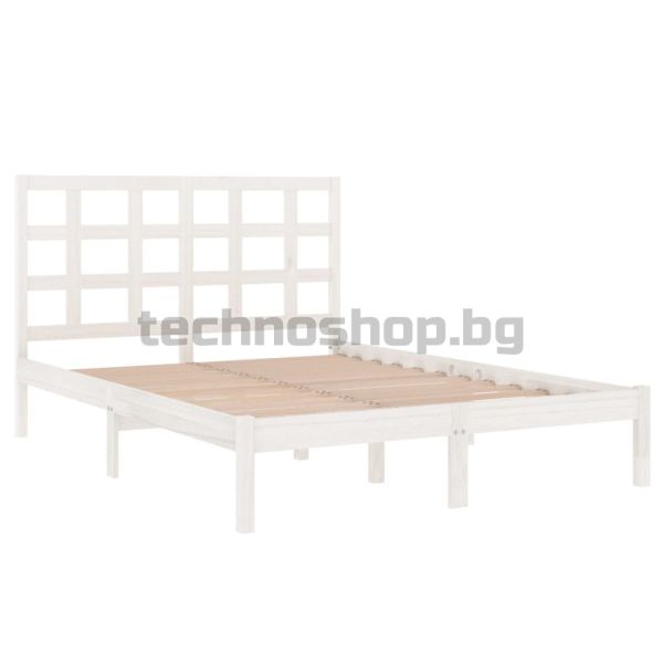 Рамка за легло, бяла, дърво масив, 160х200 см