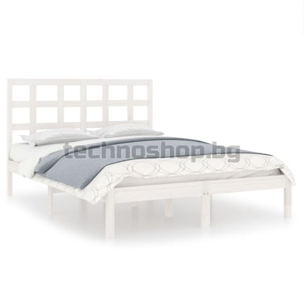 Рамка за легло, бяла, дърво масив, 200x200 см