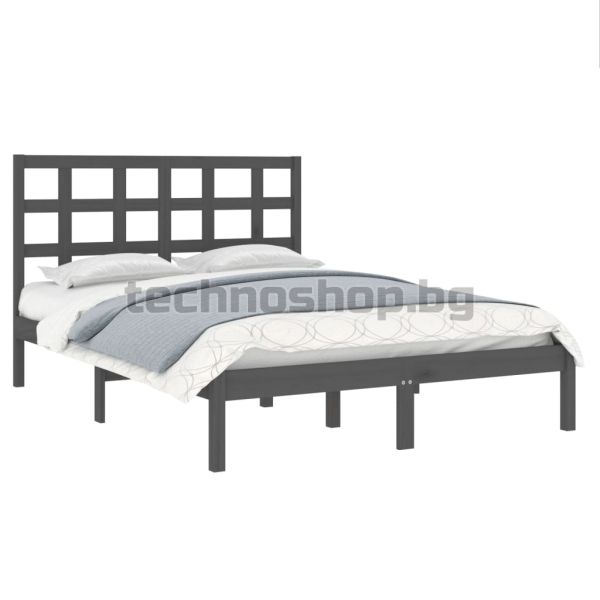 Рамка за легло, сива, дърво масив, 200х200 см