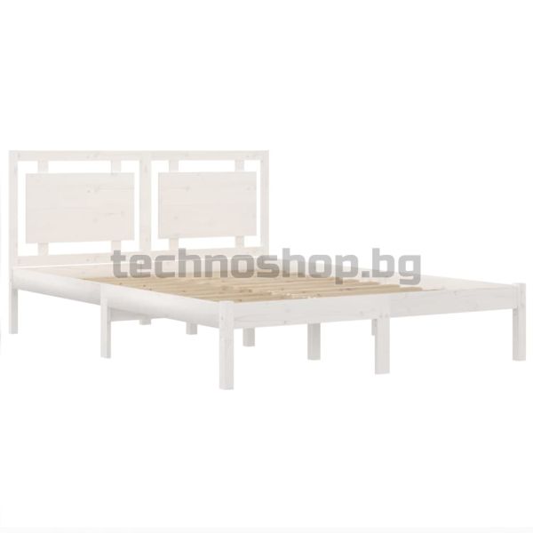 Рамка за легло, бяла, дърво масив, 120x200 см