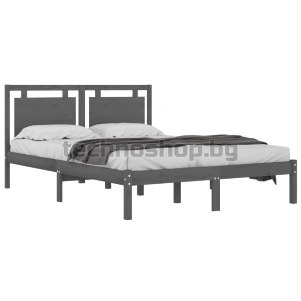 Рамка за легло, сива, дърво масив, 200х200 см