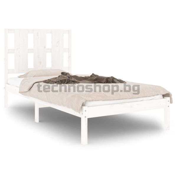 Рамка за легло без матрак, бял, 90x200 см, бор масив
