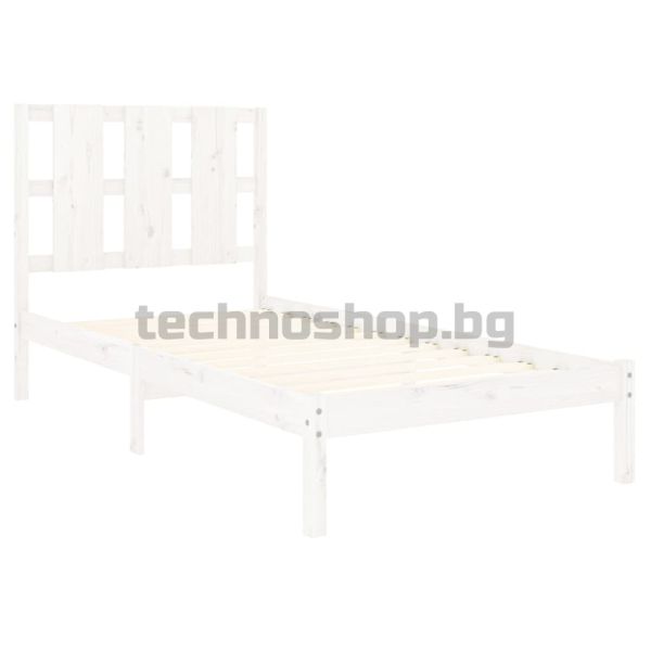 Рамка за легло без матрак, бял, 90x200 см, бор масив