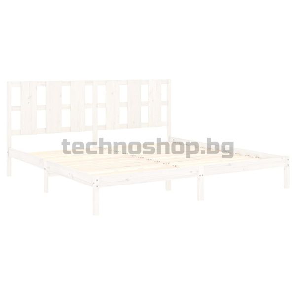 Рамка за легло без матрак, бял, 200x200 см, бор масив