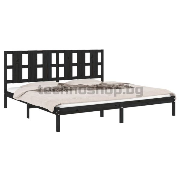 Рамка за легло, черна, бор масив, 200x200 см