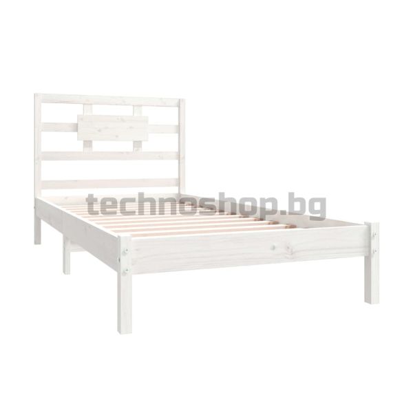Рамка за легло, бяла, дърво масив, 90х200 см