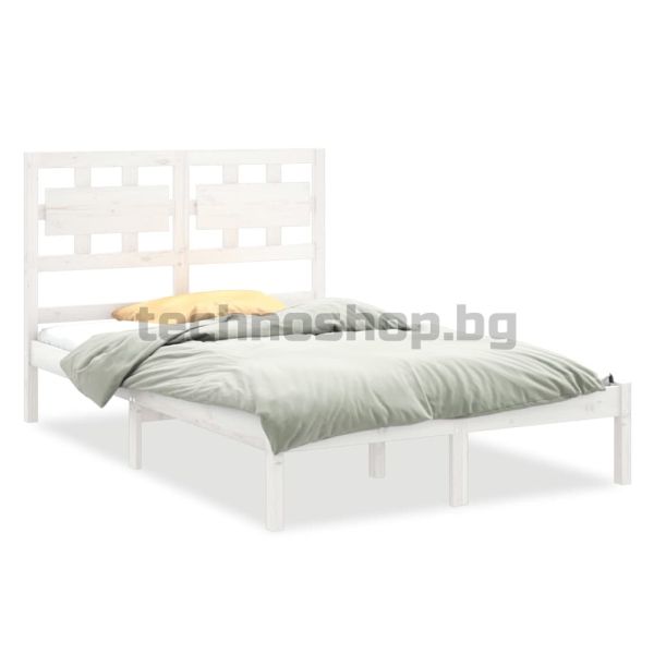Рамка за легло, бяла, дърво масив, 120x200 см